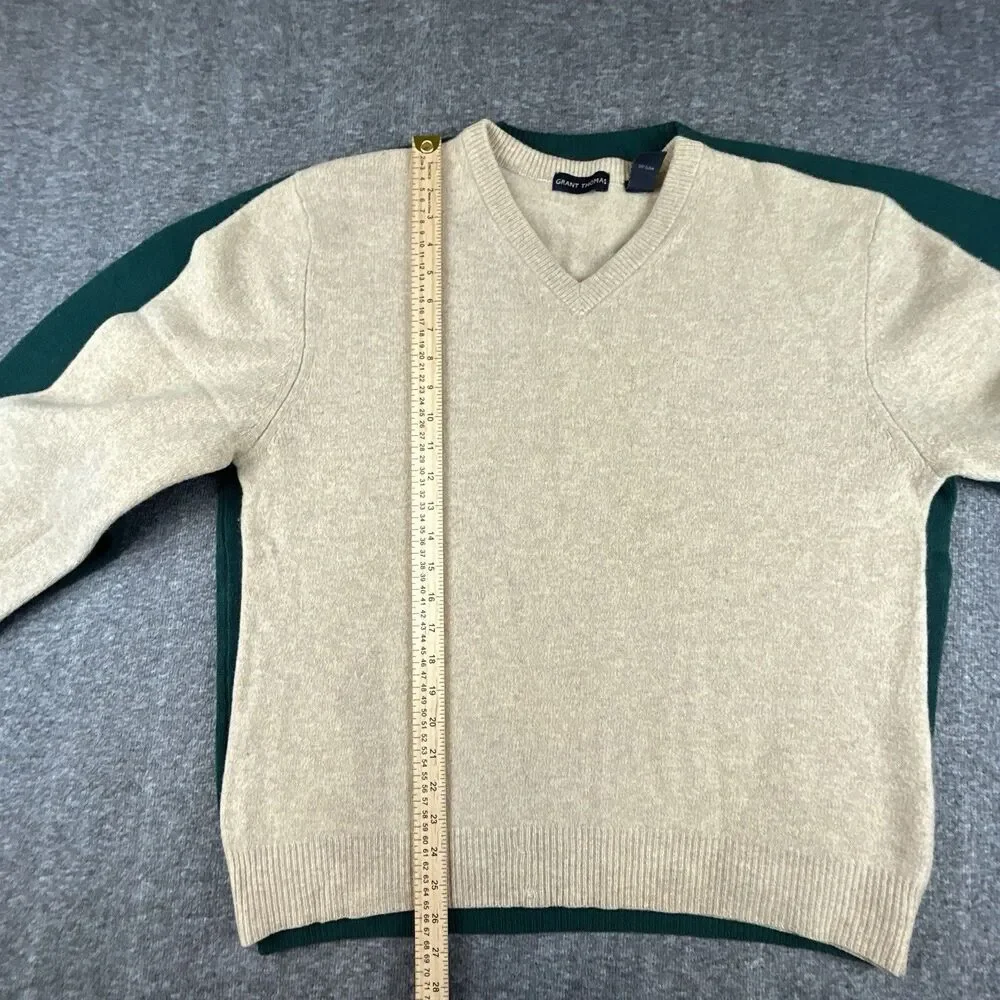 Lot of 2 100% Pure Wool Sweaters Mens Sz L Geoffrey Beene Beige/Green VTG 90’ - Picture 9 of 10